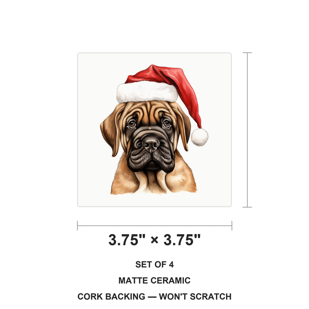 Mastiff Puppy Drawing ceramic coasters set of 4, size 3.75 inches