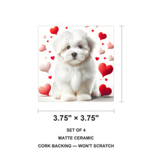 Maltese ceramic coasters set of 4, size 3.75 inches