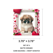 Pekingese ceramic coasters set of 4, size 3.75 inches