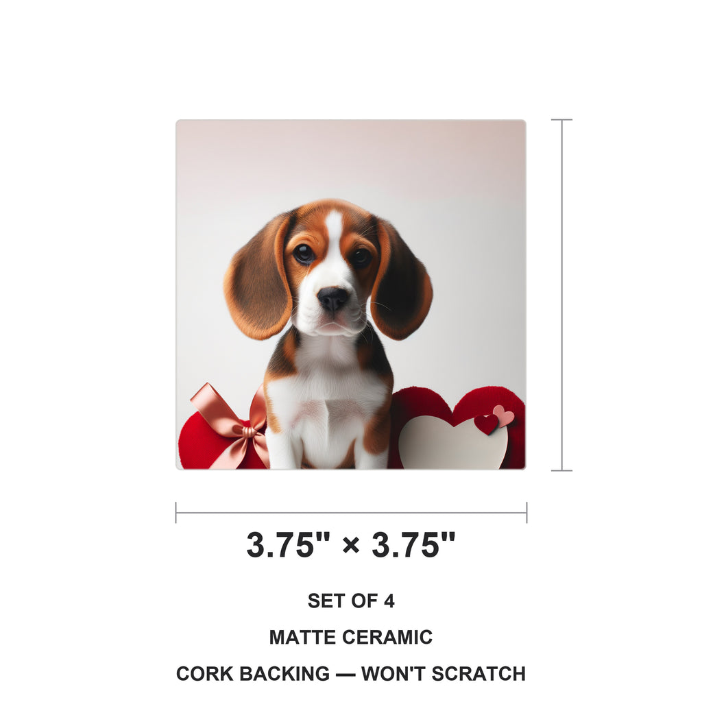 Beagle ceramic coasters set of 4, size 3.75 inches