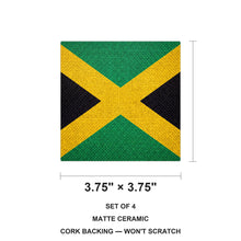Jamaica Flag Pride ceramic coasters set of 4, size 3.75 inches
