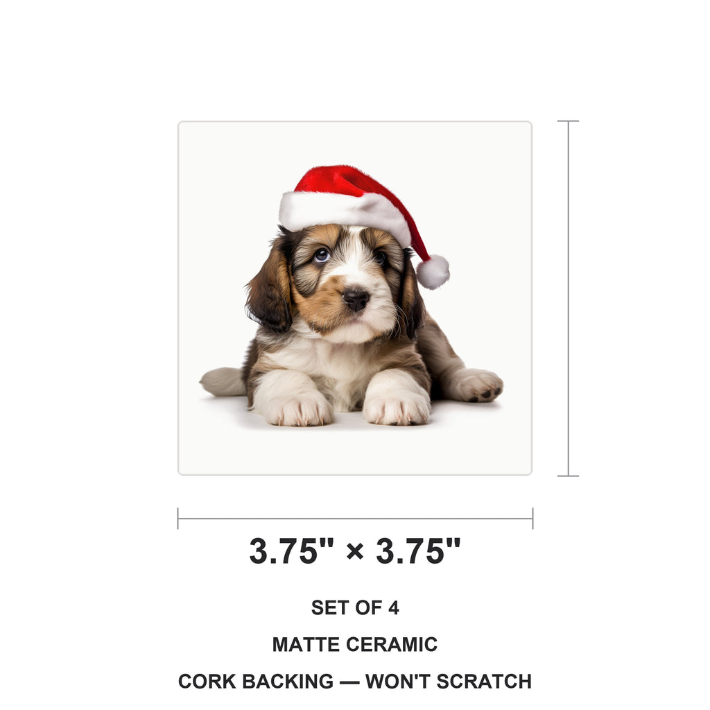 Petit Basset Griffon Vendéen Puppy ceramic coasters set of 4, size 3.75 inches