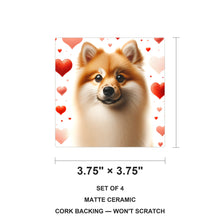 Pomeranian ceramic coasters set of 4, size 3.75 inches
