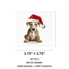 Whippet Puppy ceramic coasters set of 4, size 3.75 inches