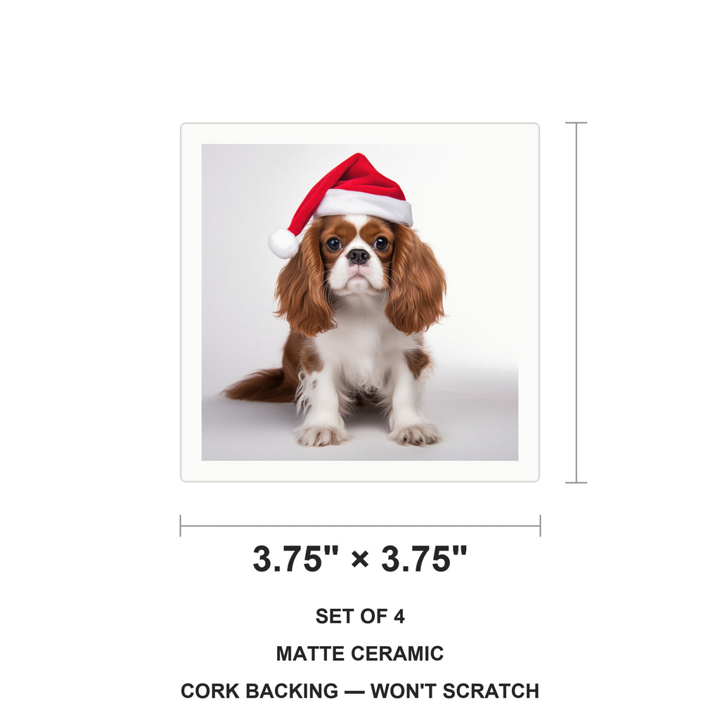 Cavalier King Charles Spaniel ceramic coasters set of 4, size 3.75 inches