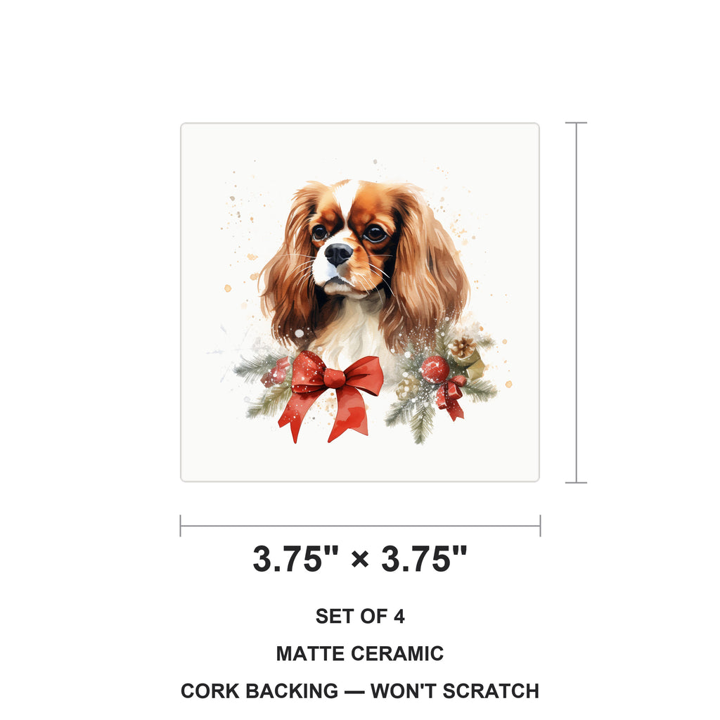 English Toy Spaniel ceramic coasters set of 4, size 3.75 inches