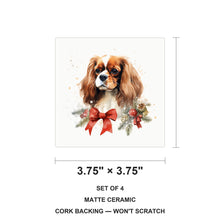 English Toy Spaniel ceramic coasters set of 4, size 3.75 inches