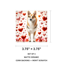 Pembroke Welsh Corgi ceramic coasters set of 4, size 3.75 inches