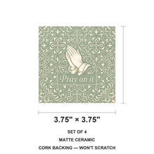 Pray On It ceramic coasters set of 4, size 3.75 inches