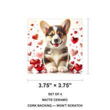 Pembroke Welsh Corgi ceramic coasters set of 4, size 3.75 inches