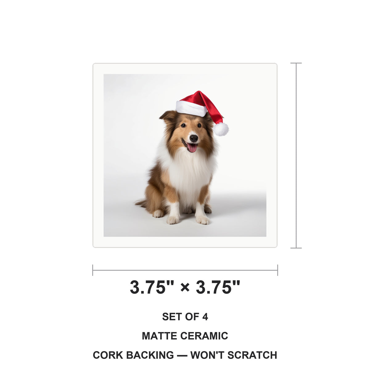 Shetland Sheepdog ceramic coasters set of 4, size 3.75 inches