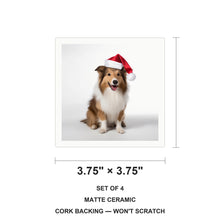 Shetland Sheepdog ceramic coasters set of 4, size 3.75 inches