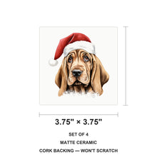 Bloodhound Puppy Drawing ceramic coasters set of 4, size 3.75 inches