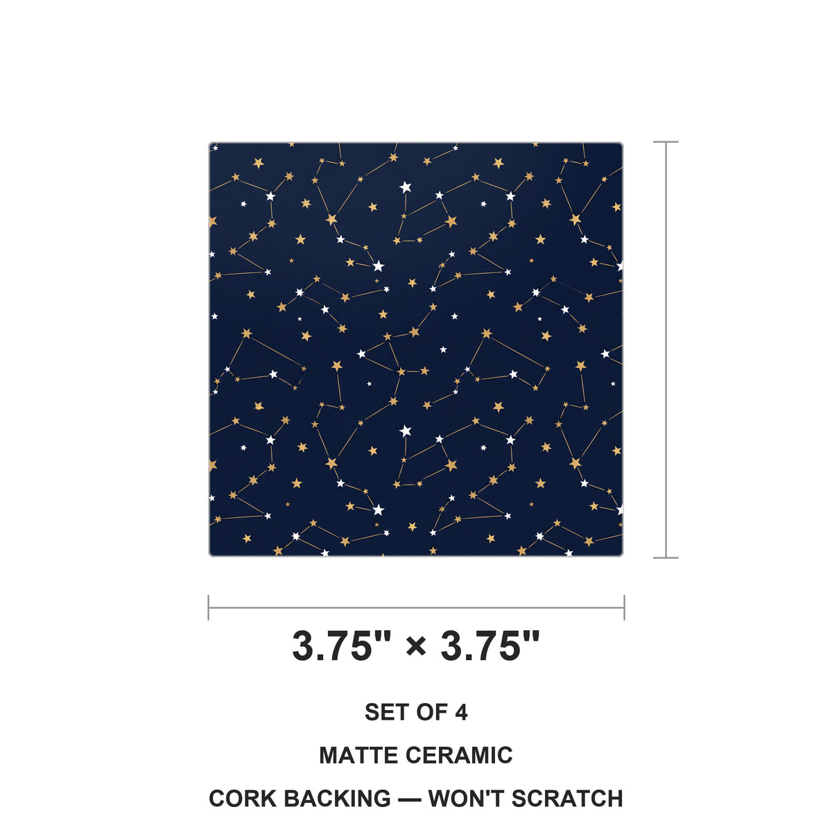Starry Night Sky ceramic coasters set of 4, size 3.75 inches