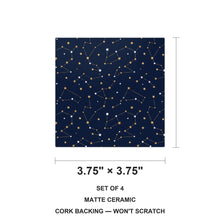 Starry Night Sky ceramic coasters set of 4, size 3.75 inches