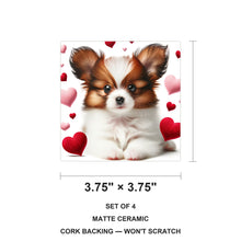 Papillon ceramic coasters set of 4, size 3.75 inches