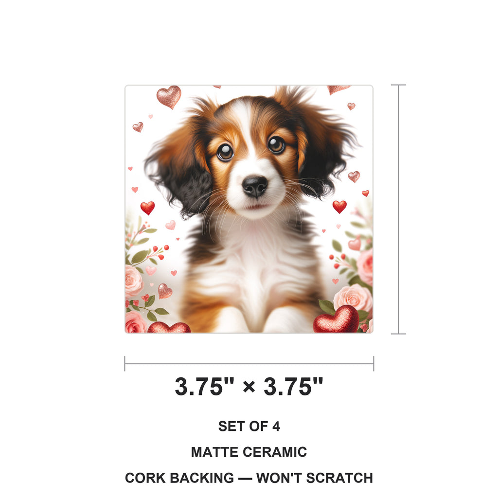 Cavalier King Charles Spaniel ceramic coasters set of 4, size 3.75 inches