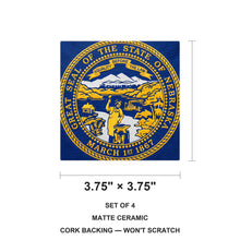 Nebraska State Flag ceramic coasters set of 4, size 3.75 inches