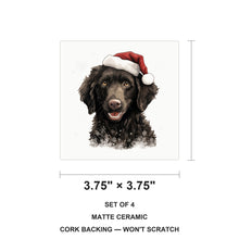 Curly-Coated Retriever Puppy Drawing ceramic coasters set of 4, size 3.75 inches
