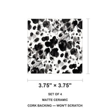 Cow Print ceramic coasters set of 4, size 3.75 inches