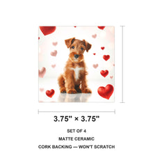 Irish Terrier ceramic coasters set of 4, size 3.75 inches