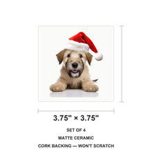 Soft Coated Wheaten Terrier Puppy ceramic coasters set of 4, size 3.75 inches