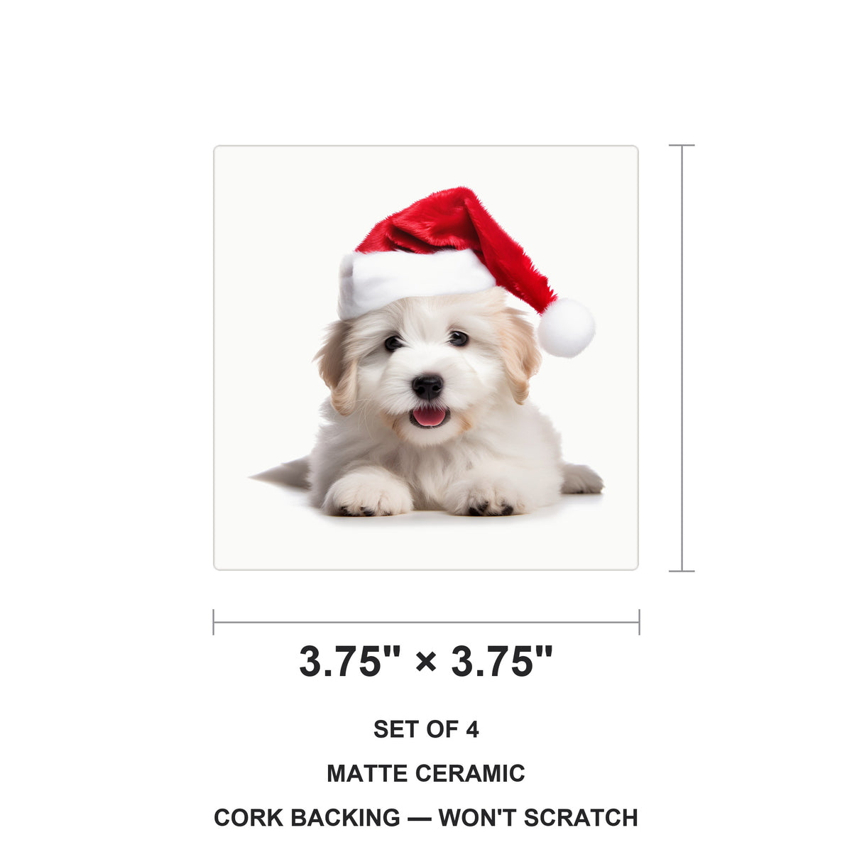 Coton de Tulear Puppy ceramic coasters set of 4, size 3.75 inches