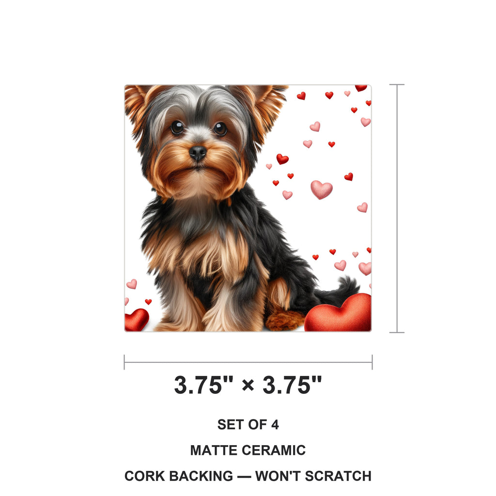 Yorkshire Terrier ceramic coasters set of 4, size 3.75 inches