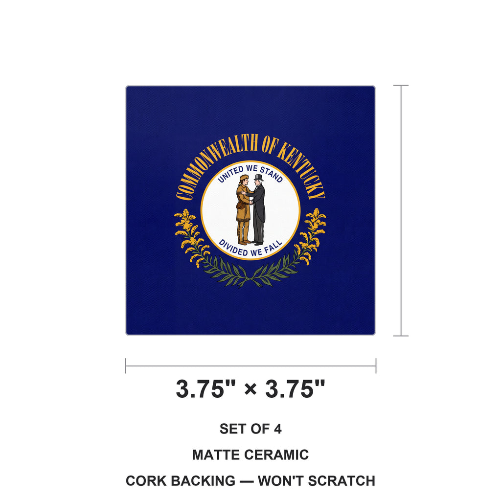 Kentucky State Flag ceramic coasters set of 4, size 3.75 inches