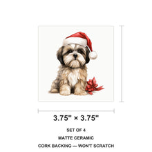 Lhasa Apso Puppy Drawing ceramic coasters set of 4, size 3.75 inches