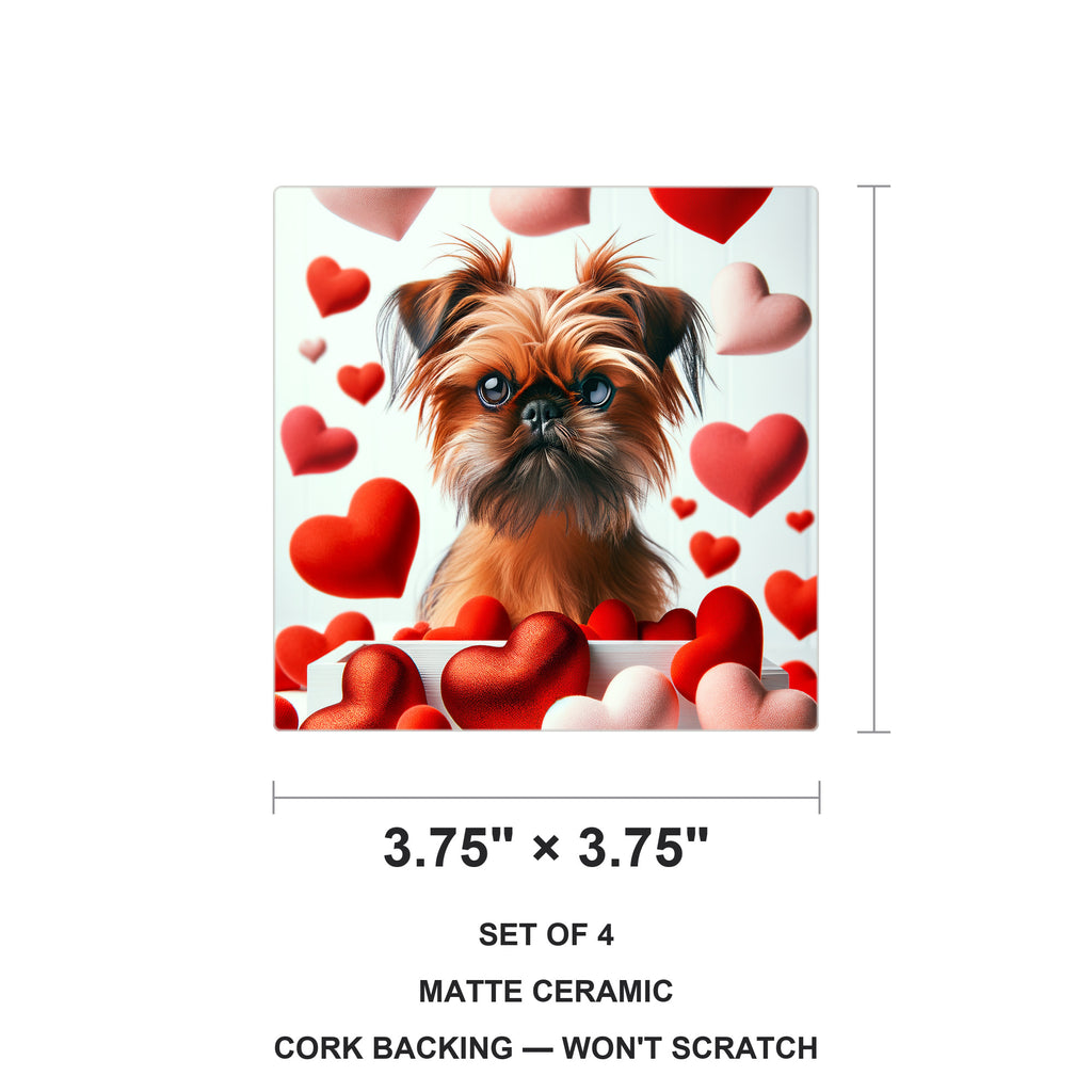 Brussels Griffon ceramic coasters set of 4, size 3.75 inches