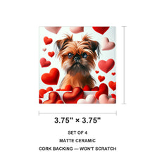Brussels Griffon ceramic coasters set of 4, size 3.75 inches
