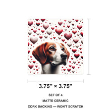 Beagle ceramic coasters set of 4, size 3.75 inches