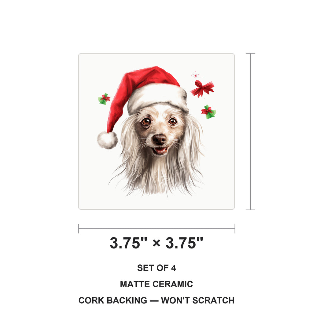 Chinese Crested ceramic coasters set of 4, size 3.75 inches