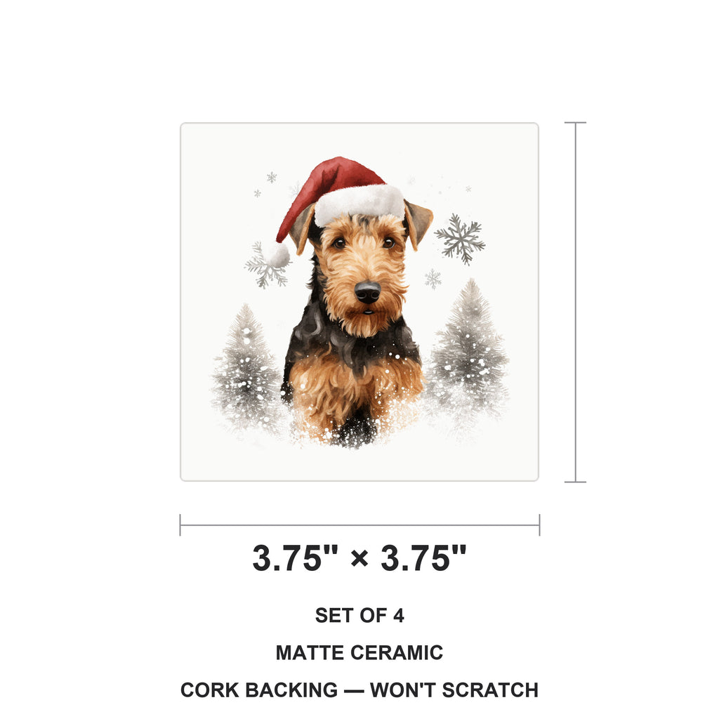 Welsh Terrier ceramic coasters set of 4, size 3.75 inches