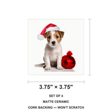 Parson Russell Terrier Puppy ceramic coasters set of 4, size 3.75 inches
