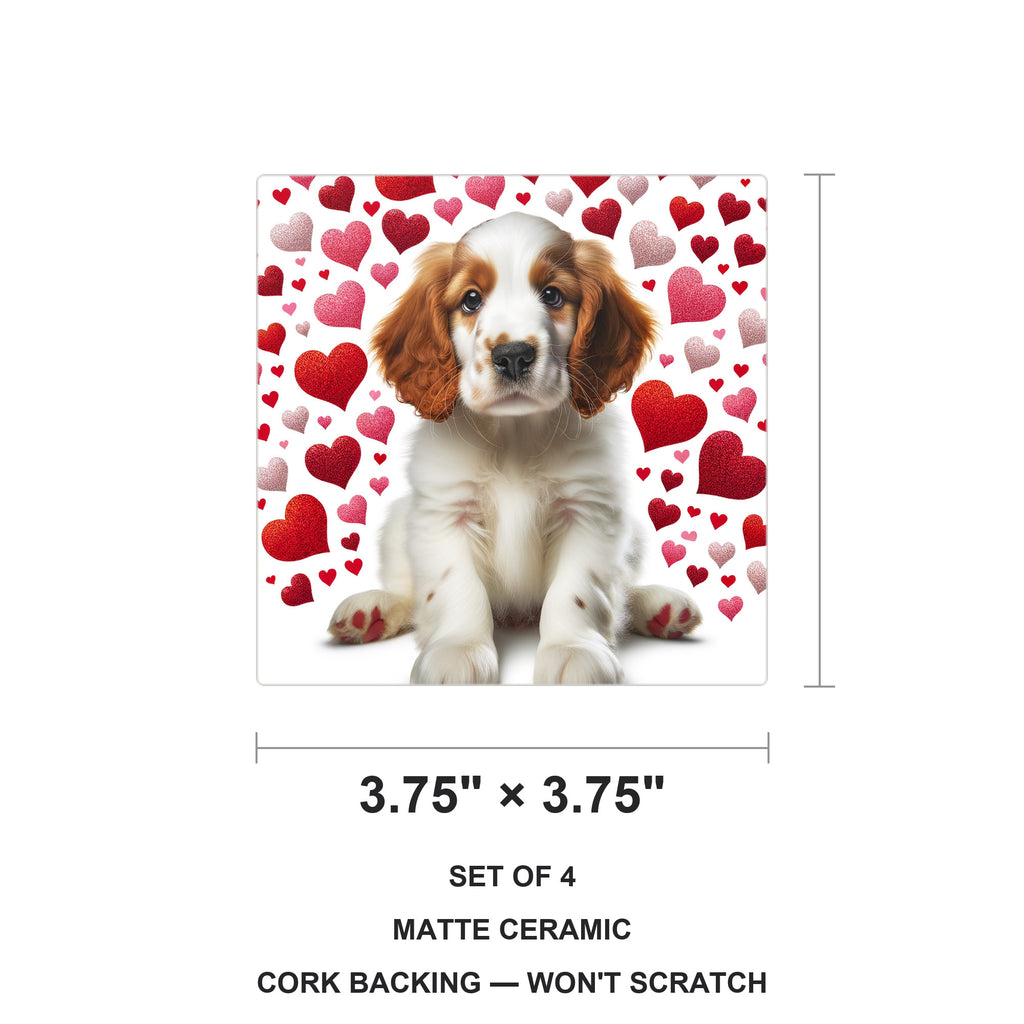 Welsh Springer Spaniel ceramic coasters set of 4, size 3.75 inches