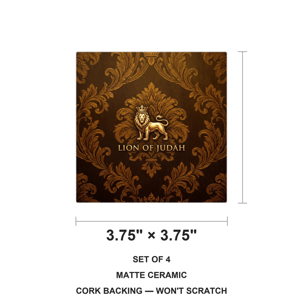 Lion Of Judah ceramic coasters set of 4, size 3.75 inches