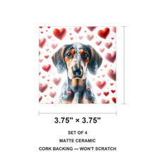 Bluetick Coonhound ceramic coasters set of 4, size 3.75 inches