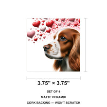 Welsh Springer Spaniel ceramic coasters set of 4, size 3.75 inches