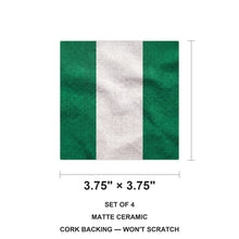 Nigeria Flag Pride ceramic coasters set of 4, size 3.75 inches