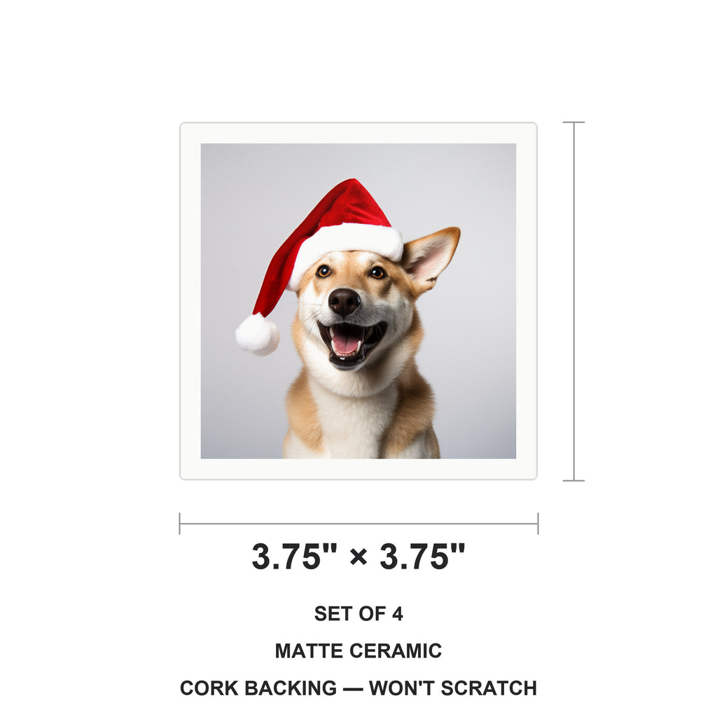 Canaan Dog ceramic coasters set of 4, size 3.75 inches