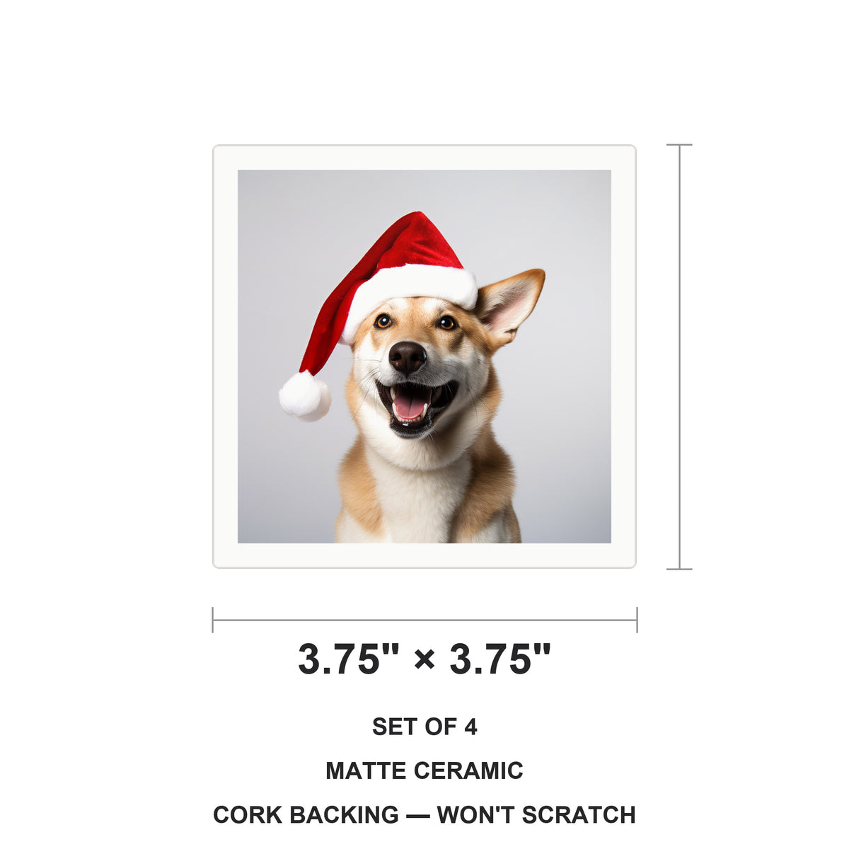 Canaan Dog ceramic coasters set of 4, size 3.75 inches