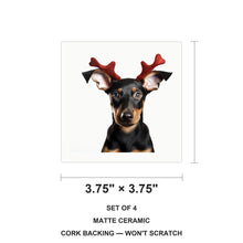 Doberman Pinscher Puppy ceramic coasters set of 4, size 3.75 inches