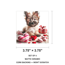 Cairn Terrier ceramic coasters set of 4, size 3.75 inches