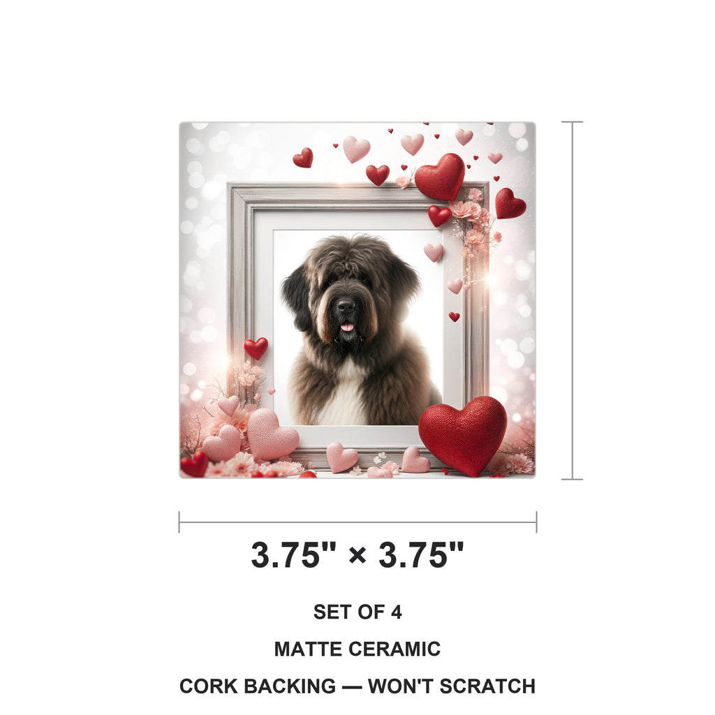Bouvier des Flandres ceramic coasters set of 4, size 3.75 inches