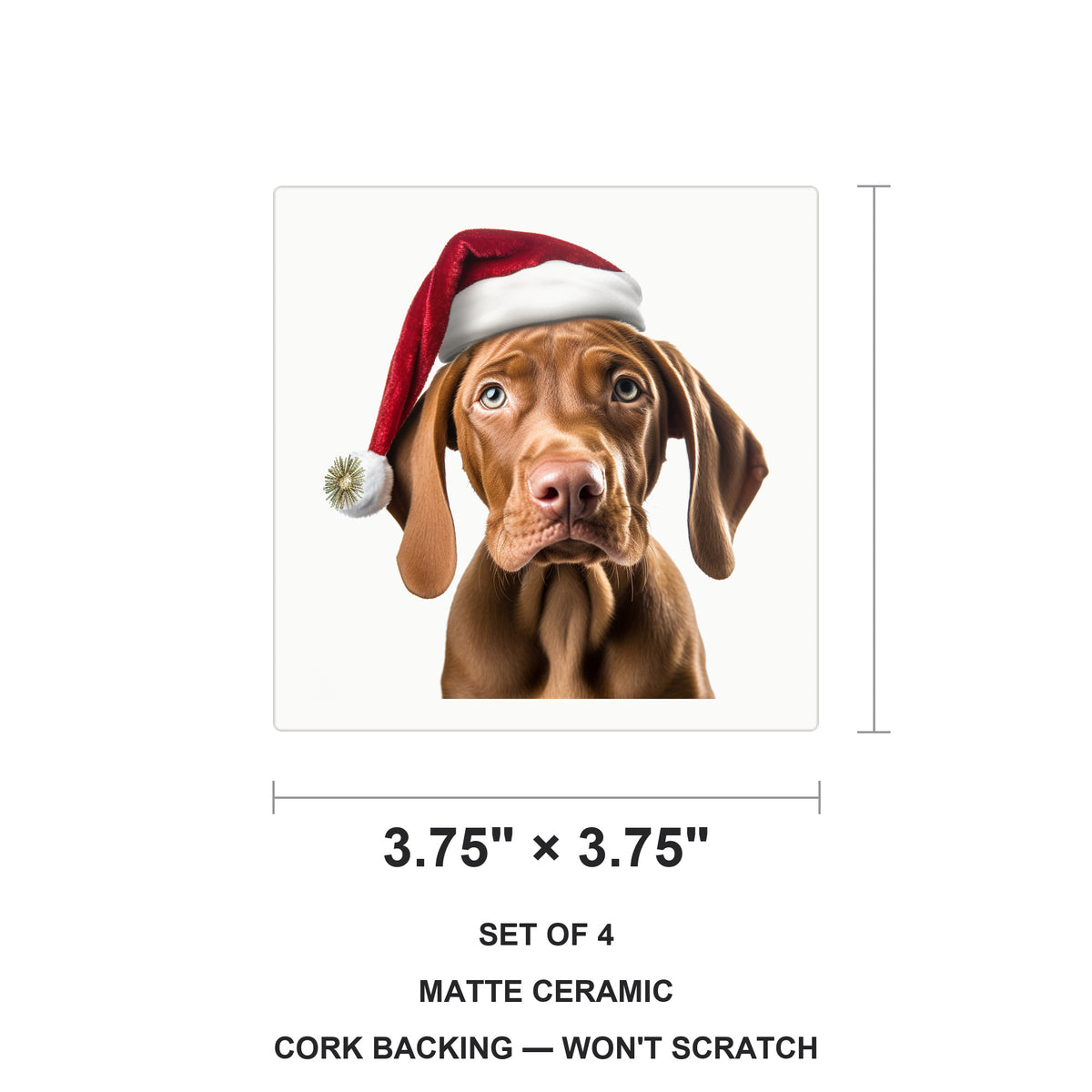 Vizsla Puppy ceramic coasters set of 4, size 3.75 inches