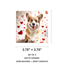Pembroke Welsh Corgi ceramic coasters set of 4, size 3.75 inches