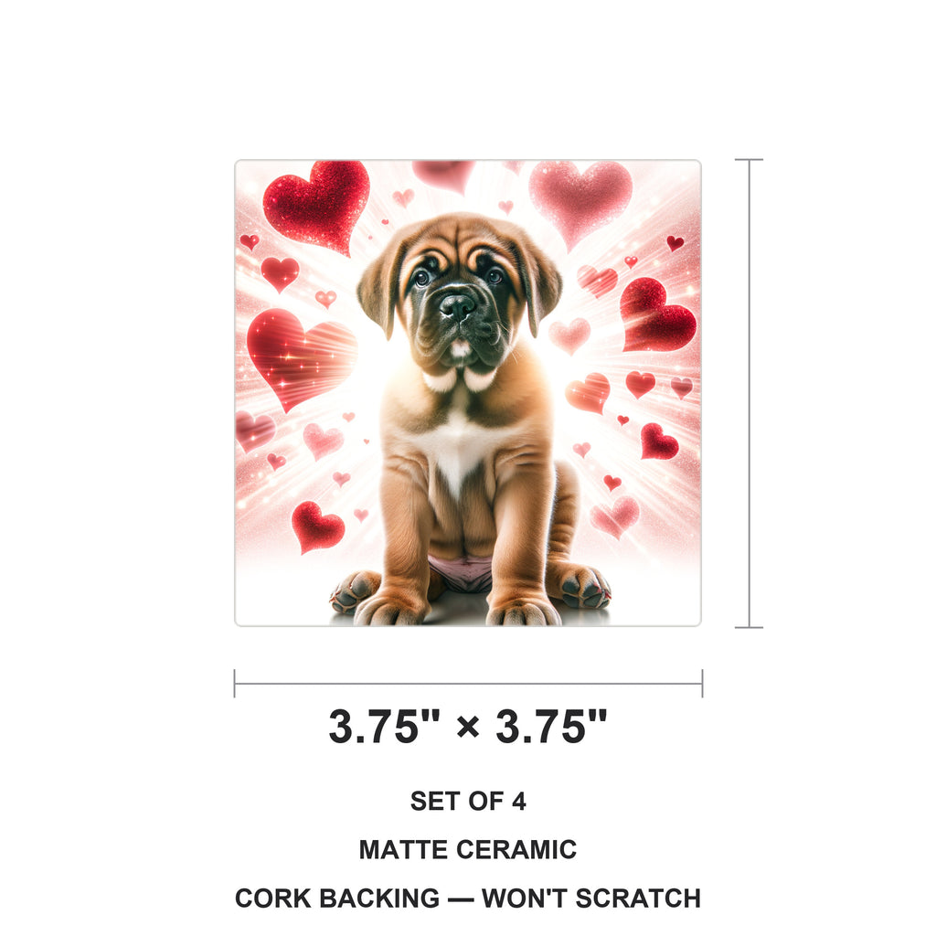 Mastiff ceramic coasters set of 4, size 3.75 inches
