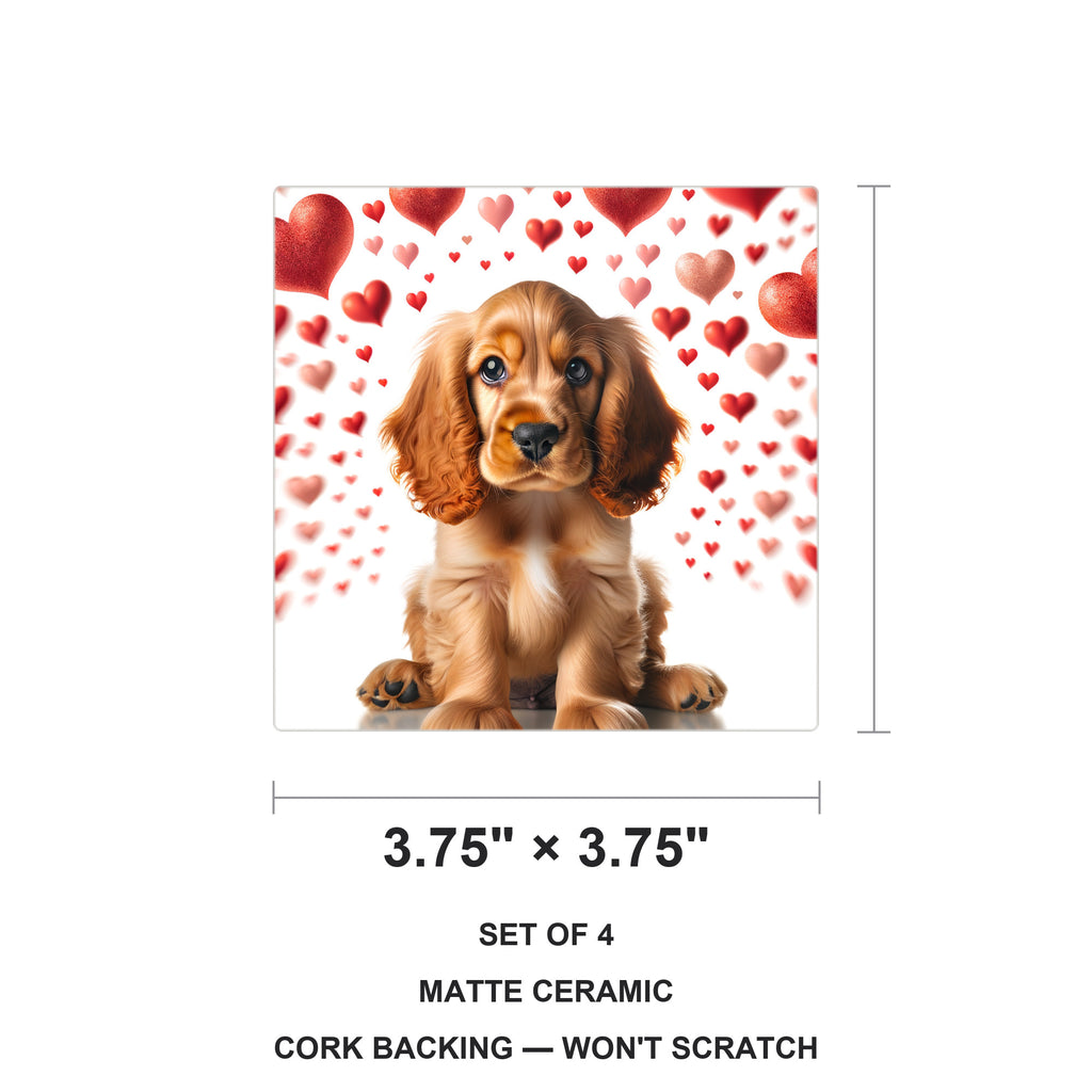 Cocker Spaniel ceramic coasters set of 4, size 3.75 inches